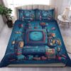 Blue Computer Gaming Queen Bedding Set