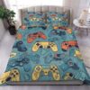 Blue Gaming Partern Queen Bedding Set