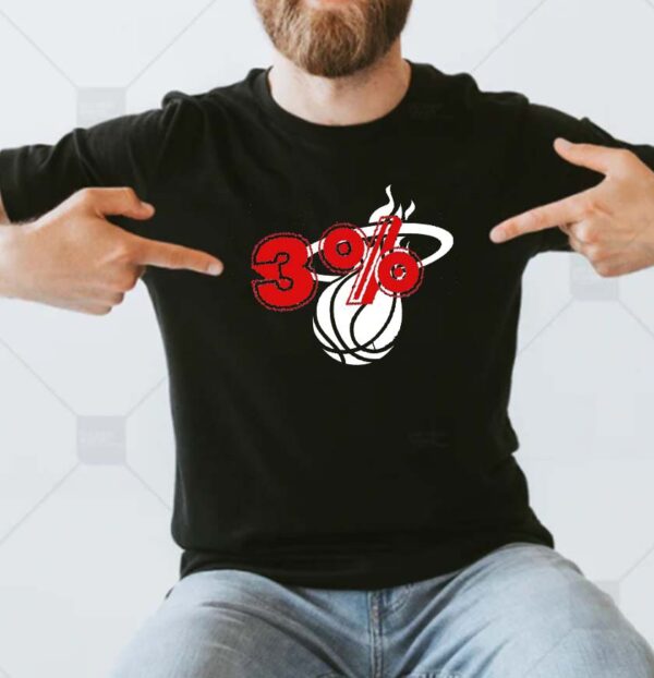 Brendan Tobin Leroy Hoard wearing 3% Miami Heat T-shirt