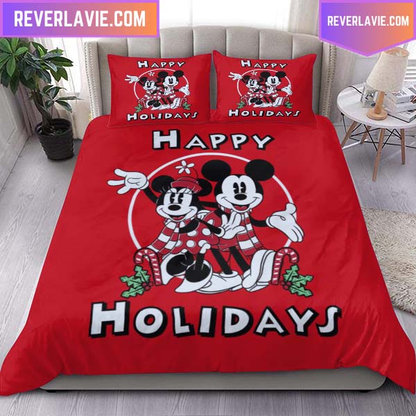 Mickey And Minnie Mouse Holidays Queen Bedding Set Mickey And Minnie Mouse Holidays Queen Bedding Set