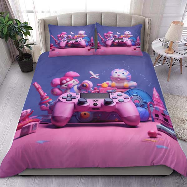 Pink Cute Console King Bedding Set