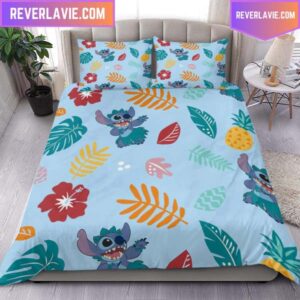 Stitch Dancing Cute Queen Bedding Set