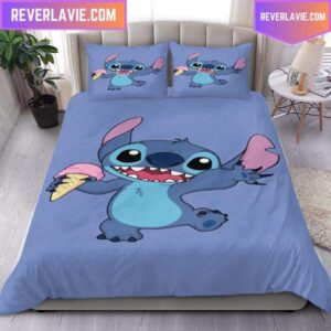 Stitch Ice Cream Blue Queen Bedding Set