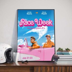 Lando Norris and Oscar Piastri McLaren F1 Hungarian GP x Barbie Movie July 21 23 Poster Canvas