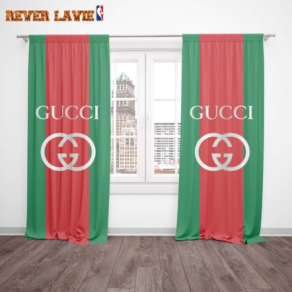 Gucci White Logo In Signature Vintage Web Background Window Curtain