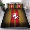 49ers Signature Logo In Red And Brown Background Bedding Set