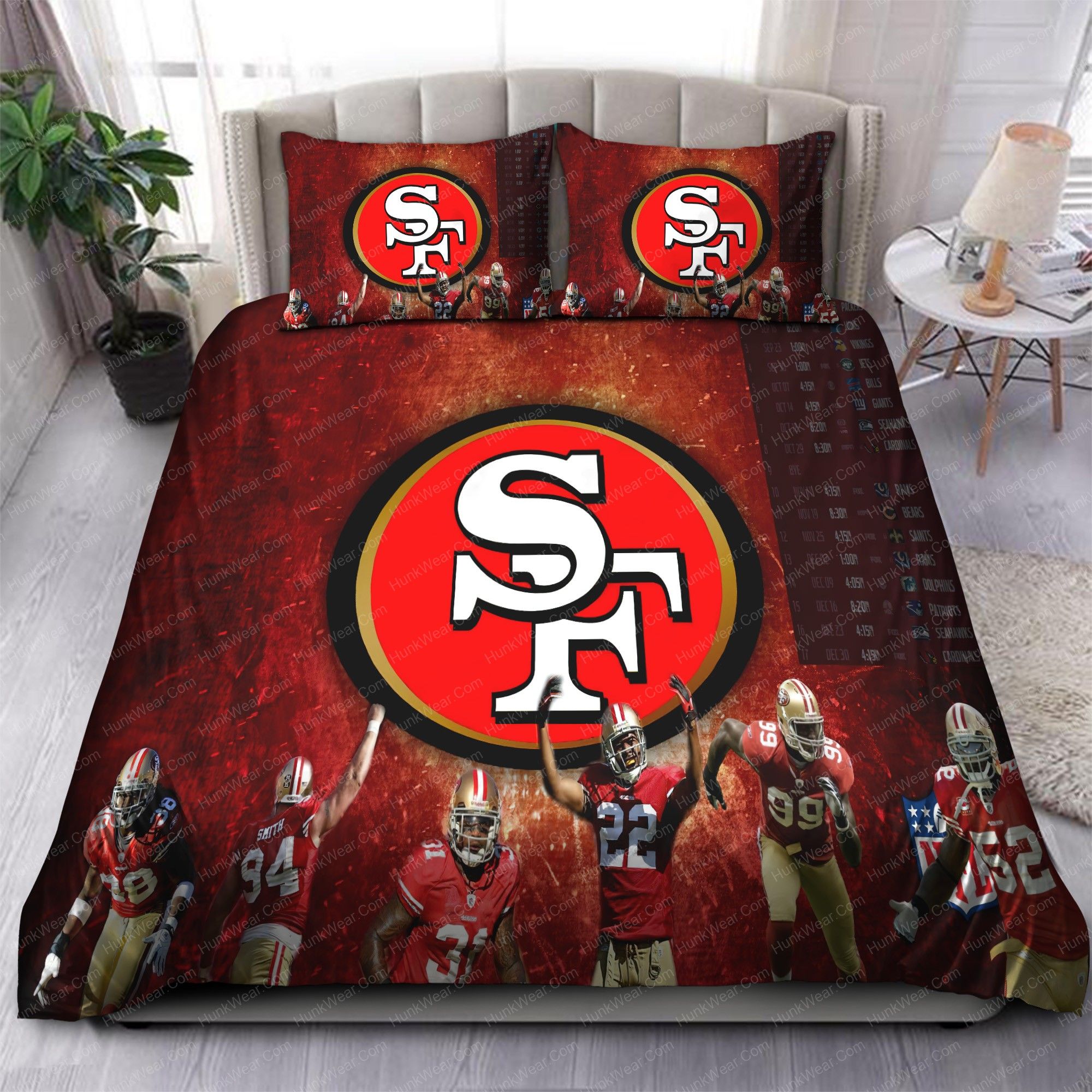 49ers Teams With Logo In Red Background Bedding Set 49ers Teams With Logo In Red Background Bedding Set