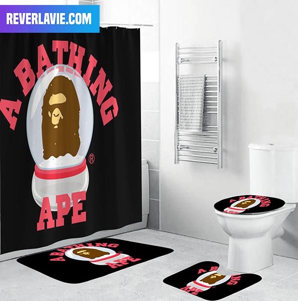 A Bathing Ape Cute Collection In Black Background Bathroom Set A Bathing Ape Cute Collection In Black Background Bathroom Set