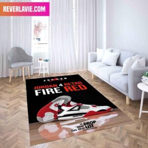 Air Jordan 4 Retro Fire Red Sneaker Rug Home Decor