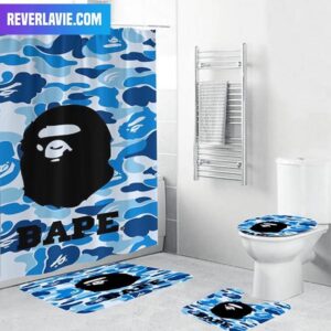 Bape Signature Blue Camo With Big Ape Logo Bathroom Set