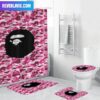Bape Signature Green Camo With Ape Pattern Bathroom Set