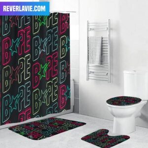 Bape Star Signature Neon Pattern Bathroom Set
