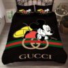 Best Gucci Golden Logo With Vintage Web In Black Background Bedroom Set