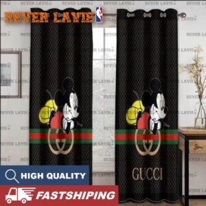 Best Gucci Mickey With Vintage Web In Black Background Window Curtain