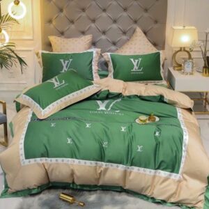 Best Louis Vuitton Grey and Beige Bedding Set