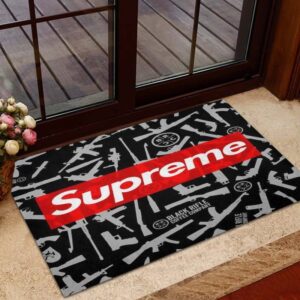 Best Supreme Gun In Black Rifle Background Doormat