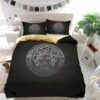 Luxury Gucci White Flower Logo In Black Background Bedding Set Luxury Gucci White Flower Logo In Black Background Bedding Set