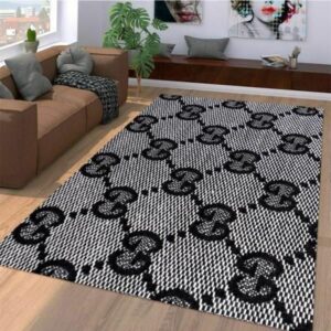Black And Grey Gucci Monogram Gucci Rug Home Decor