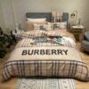 Burberry London England Bear In Burberry Monogram Background Bedding Set