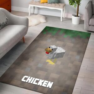 Chicken Minecraft Bedroom Area Rug Design