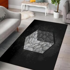 Cobblestone Minecraft Bedroom Area Rug Design