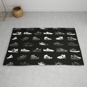 Collection Shoes Brand Black And White Sneaker Rug Home Decor