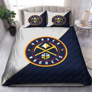 Denver Nuggets Logo In White And Navy Background Bedding Set