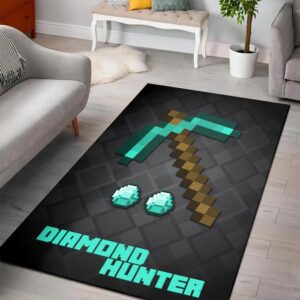 Diamond Hunter Minecraft Bedroom Area Rug Design