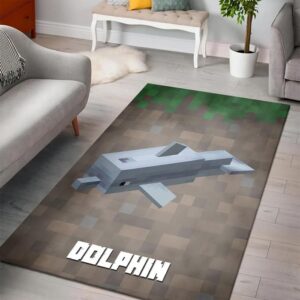 Dolphin Minecraft Bedroom Area Rug Design