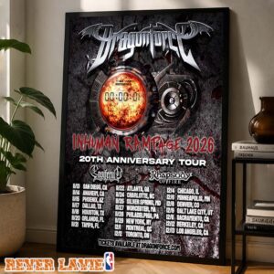 DragonForce Tour Dates Poster Inhuman Rampage 2026 20th Anniversary Tour Across North America Winter 2026 Canvas Wall Hanging