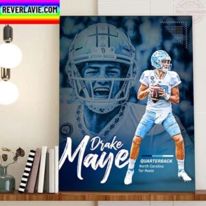 Drake Maye Quarterback North Carolina Tar Heels Home Decor Poster Canvas
