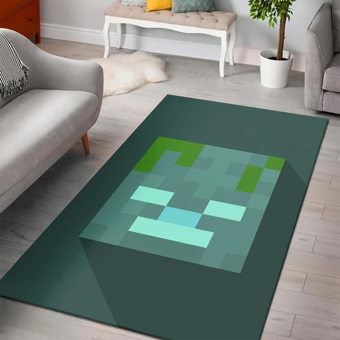 Drowned Head Minecraft Bedroom Area Rug Design Drowned Head Minecraft Bedroom Area Rug Design