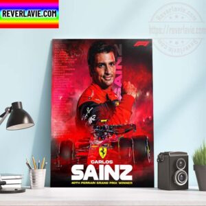 F1 British GP Scuderia Ferrari Congratulations Carlos Sainz 40th Ferrari Grand Prix Winner Home Decor Poster Canvas