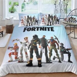 Fortnite Team 6 In Blue Ombre Background Bedding Set Full