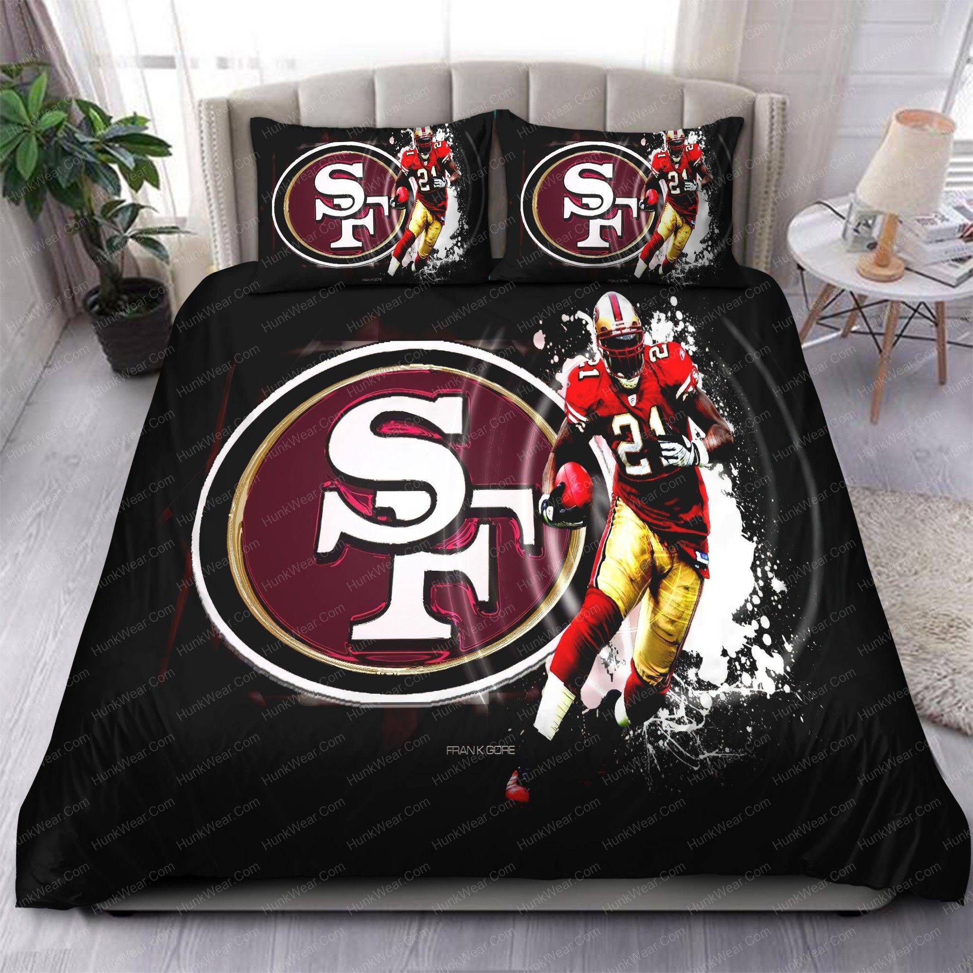 Frank Gore 49ers Logo In Black Background Bedding Set Frank Gore 49ers Logo In Black Background Bedding Set