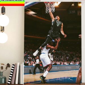 Giannis Antetokounmpo Completely Dunked Over Tim Hardaway JR Home Decor Poster Canvas