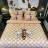 Gucci Big Logo In Blue Monogram Background Bedding Set King Gucci Big Logo In Blue Monogram Background Bedding Set King