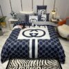 Gucci Floral Tiger With Vintage Web In Monogram Background Duvet Cover Set Gucci Floral Tiger With Vintage Web In Monogram Background Duvet Cover Set