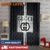 Gucci Classic Golden Logo With Vintage Web In Black Background Window Curtain Gucci Classic Golden Logo With Vintage Web In Black Background Window Curtain