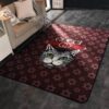 Gucci Big Logo In Blue Monogram Background Area Rug