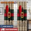 Gucci Fancy Logo Roses With Vintage Web In Beige Monogram Background Window Curtain