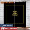 Gucci Fancy Logo Roses With Vintage Web In Beige Monogram Background Window Curtain Gucci Fancy Logo Roses With Vintage Web In Beige Monogram Background Window Curtain