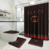 Gucci Logo With Vintage Web In Pink Monogram Background Bathroom Set With Shower Curtain Gucci Logo With Vintage Web In Pink Monogram Background Bathroom Set With Shower Curtain