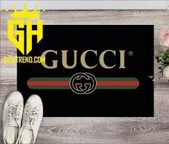 Gucci Original Logo On Black Background Doormat