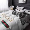 Gucci Signature Logo In White Background Bedding Set King