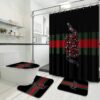 Gucci Logo With Vintage Web In Pink Monogram Background Bathroom Set With Shower Curtain Gucci Logo With Vintage Web In Pink Monogram Background Bathroom Set With Shower Curtain