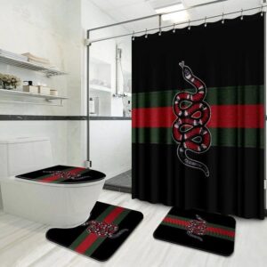 Gucci Snake With Vintage Web In Black Background Bathroom Set