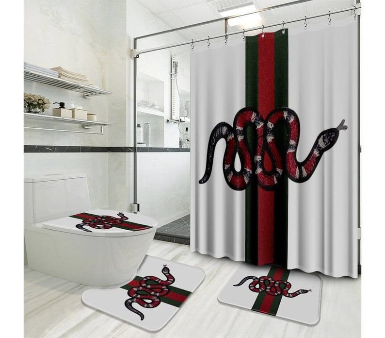 Gucci Snake With Vintage Web In White Background Bathroom Set Gucci Snake With Vintage Web In White Background Bathroom Set