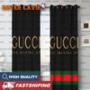 Gucci The Making Of Luxury Brand Golden Logo With Vintage Web In Black Background Window Curtain