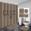 Gucci Vintage Logo In Signature Monogram Background Bathroom Set With Shower Curtain